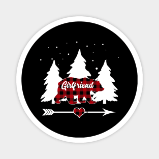 Girlfriend Bear Buffalo Red Plaid Matching Family Christmas Magnet